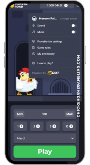 Chicken Road Spiel – Schwierigkeitsgrad einstellen